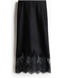 H&M - Satijnen Rok Met Kant - Lyst