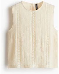 H&M - Blouse froissée avec dentelle - Lyst