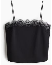 H&M - Trägertop aus Satin mit Spitzenbesatz - Lyst