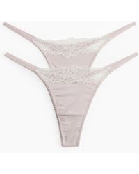 H&M - Lot de 2 strings Tanga en microfibre et dentelle - Lyst