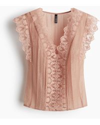 H&M - Tanktop Met Kant - Lyst