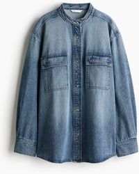H&M - Hemdbluse aus ausgewaschenem Denim - Lyst