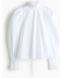 H&M - Baumwollbluse mit Ballonärmeln - Lyst
