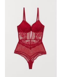 H&M Super Push-up Lace Bodysuit - Red