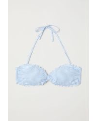 H&M Wattiertes Bandeau-Bikinitop - Blau