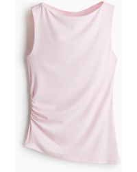 H&M - Gedrapeerde Top Met Boothals - Lyst