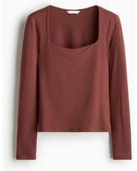 H&M - Tricot Top Met Lange Mouwen - Lyst