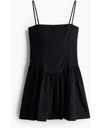 H&M - Strappy Jurk Van Katoen Met Uitlopende Rok - Lyst