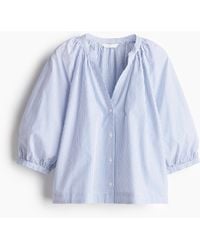 H&M - Popelinebluse mit Ballonärmeln - Lyst