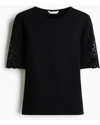 H&M - Geribde Top Met Kant - Lyst