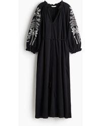 H&M - Robe Brodée En Coton - Lyst
