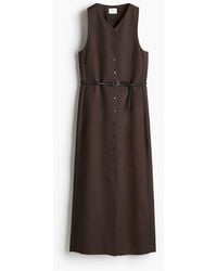 H&M - Geknöpftes Kleid mit Gürtel - Lyst