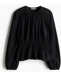 H&M - Bluse mit Smokdetails - Lyst
