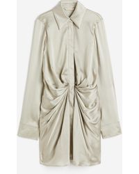 H&M - Robe chemise drapée en soie - Lyst