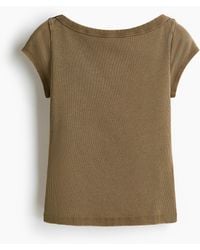 H&M - Top en maille côtelée avec encolure bateau - Lyst