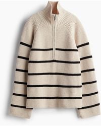 H&M - Gerippter Pullover mit Zipper - Lyst