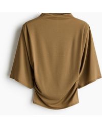 H&M - Jerseyshirt mit Drapierung - Lyst