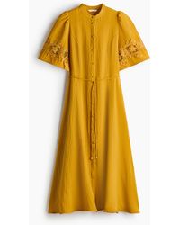 H&M - Gecrinkeltes Kleid mit Broderie Anglaise - Lyst