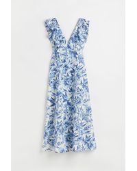 H&M Linen-blend Flounced Dress - Natural