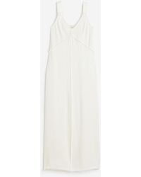 H&M - Kleid aus Leinenmix mit Fransenbesatz - Lyst