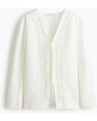 H&M - Blazer mit Bindebändern aus Leinengemisch - Lyst