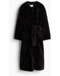 H&M - Fluffy Jas Met Strikceintuur - Lyst