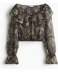 H&M - Blouse Smockée En Mousseline - Lyst