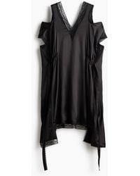 H&M - Satinkleid mit Spitzenbesatz - Lyst
