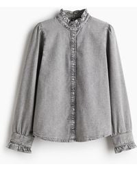 H&M - Denimbluse mit Volants - Lyst