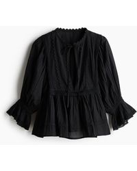 H&M - Baumwollbluse mit Spitzenbesatz - Lyst