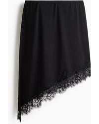 H&M - Asymmetrischer Rock mit Spitzenbesatz - Lyst