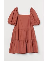 H&M Jurk Met Pofmouwen - Oranje