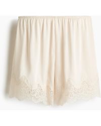 H&M - Satijnen Pyjamashort Met Kanten Biezen - Lyst