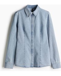 H&M - Taillierte Denimbluse - Lyst