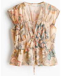 H&M - Baumwollbluse mit Raffungen - Lyst