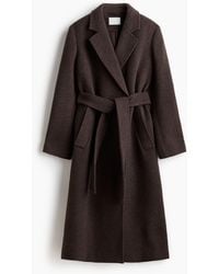 H&M - Jas Van Wolmix Met Strikceintuur - Lyst