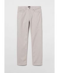 H&M Regular Fit Cotton Twill Trousers - Natural