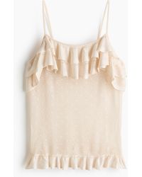 H&M - Flounced Pointelle-knit Top - Lyst