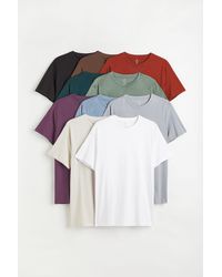 H&M 10er-Pack T-Shirts mit Rundausschnitt Regular Fit - Schwarz