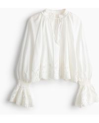 H&M - Bluse mit Spitzenborten - Lyst