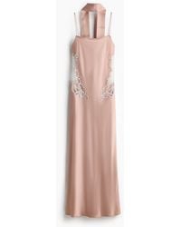 H&M - Satinkleid mit Spitze und Schal - Lyst