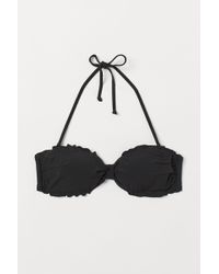 H&M Wattiertes Bandeau-Bikinitop - Schwarz