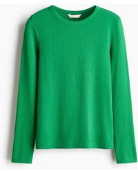 H&M - Geribde Top Met Lange Mouwen - Lyst