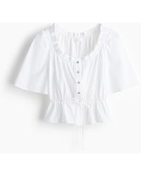 H&M - Baumwollbluse mit Volants - Lyst