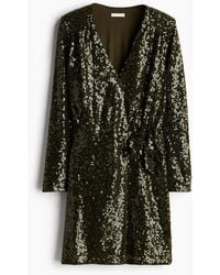 H&M - Paillettenkleid im Wickelschnitt - Lyst