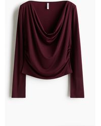 H&M - Drapiertes Jerseyshirt - Lyst