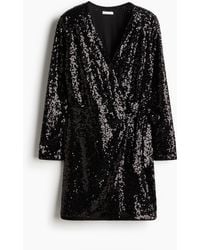 H&M - Paillettenkleid im Wickelschnitt - Lyst