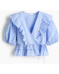 H&M - Wickelbluse aus Popeline - Lyst