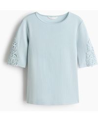 H&M - Geribde Top Met Kant - Lyst