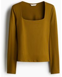 H&M - Tricot Top Met Lange Mouwen - Lyst